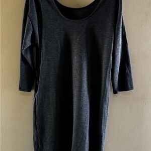 Simple Dark Gray Scoop Neck Dress
